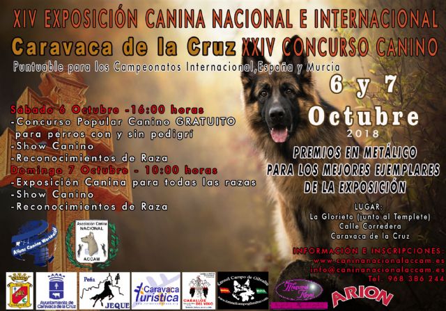 La XIV Exposición y el XXIV Concurso Canino de Caravaca se celebran este sábado y domingo en La Corredera