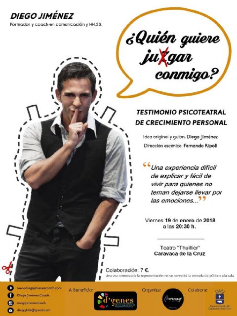 El teatro Thuillier de Caravaca acoge el viernes 19 de enero la charla motivacional 'Quién quiere ju(z)gar conmigo'