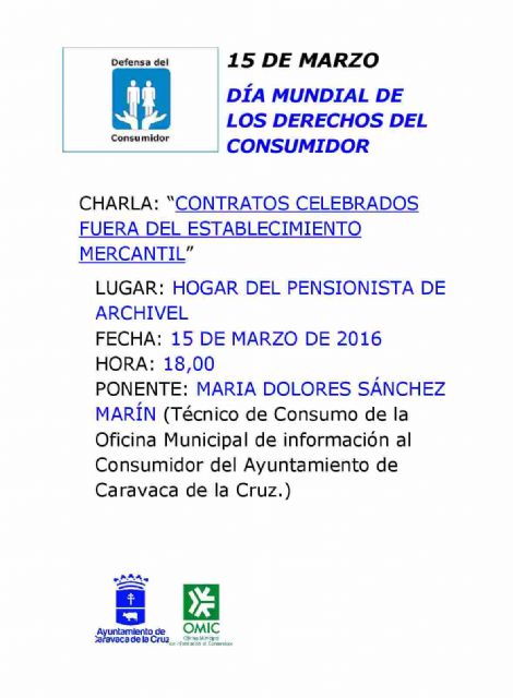 La OMIC imparte mañana charlas en Barranda y Archivel con motivo del 'Día Mundial del Consumidor'