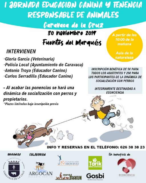 El Ayuntamiento de Caravaca abre el plazo de inscripción en la I Jornada de Educación Canina y Tenencia Responsable de Animales