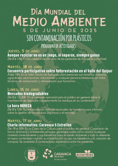 El Ayuntamiento de Caravaca se suma al Día Mundial del Medio Ambiente con iniciativas para promover el reciclaje y reducir el consumo de plástico