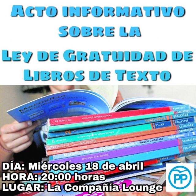 El PP organiza un acto para informar a la comunidad educativa sobre la Ley de Gratuidad de Libros de Texto