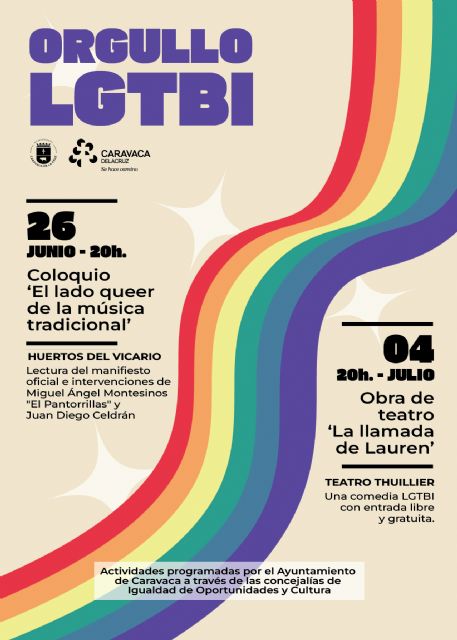 El Ayuntamiento de Caravaca programa actividades culturales sobre la igualdad y el respeto a la diversidad por el Día Internacional del Orgullo LGTBI