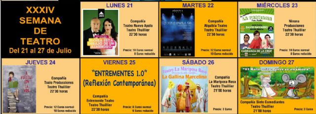 Comedias, obras clásicas e infantiles, protagonizan la XXXIV Semana de Teatro de Caravaca del 21 al 27 de julio