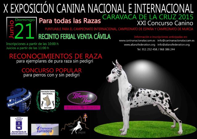 La exposición y concurso canino de Caravaca regresan al recinto ferial de Cavila este domingo