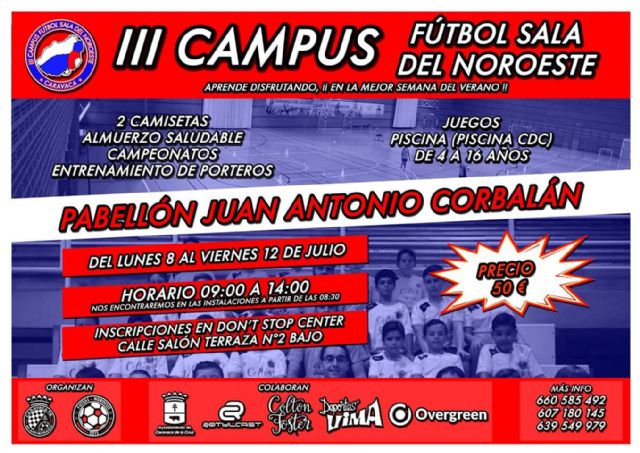 Caravaca acoge la tercera edición del 'Campus de Fútbol y Fútbol Sala del Noroeste' del 8 al 12 de julio