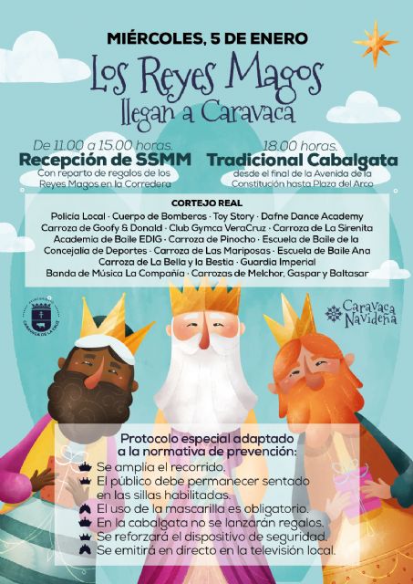 Los Reyes Magos estarán en Caravaca para participar en una recepción de cuatro horas y en la tradicional Cabalgata con recorrido ampliado