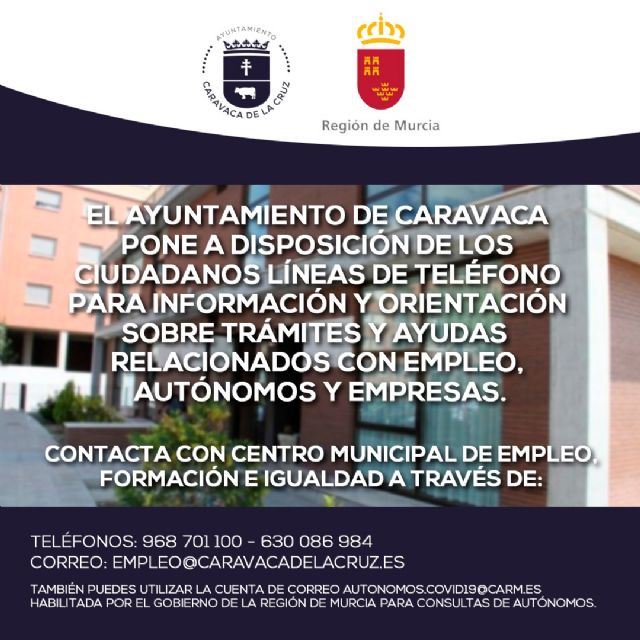 El Ayuntamiento de Caravaca activa un servicio de atención a pymes, autónomos y trabajadores