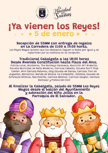 Los Reyes Magos llegan mañana a Caravaca y entregarán cientos de regalos durante la recepción prevista La Corredera
