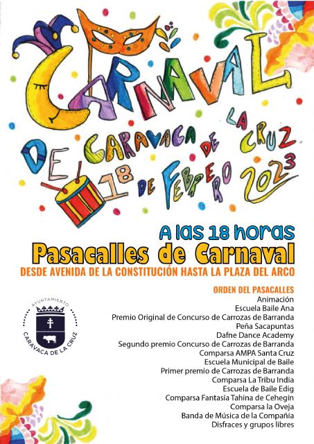 Caravaca celebra el Carnaval el sábado 18 de febrero con una fiesta infantil y el tradicional pasacalles