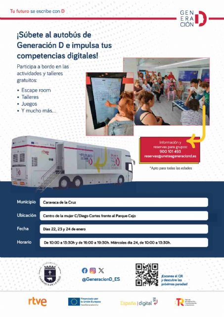 La campaña 'Generación D' de RTVE para mejorar las competencias digitales estará en Caravaca el 22, 23 y 24 de enero