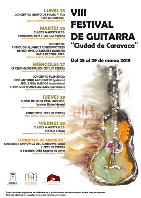 El VIII Festival de Guitarra 'Ciudad de Caravaca' se celebra del 25 al 29 de marzo con clases magistrales y conciertos gratuitos