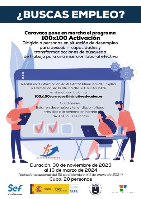 El programa '100x100 Activación' ayudará a 20 personas a encontrar un empleo en función de sus aptitudes y motivaciones