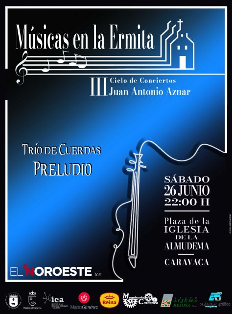 Vuelve el ciclo 'Músicas en la Ermita', que este año se celebra el 26 de junio en La Almudema con el trío de cuerda 'Preludio'