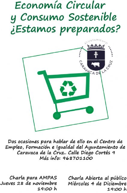 Las Concejalías de Medio Ambiente y Comercio del Ayuntamiento de Caravaca programan charlas sobre la economía circular y el consumo sostenible