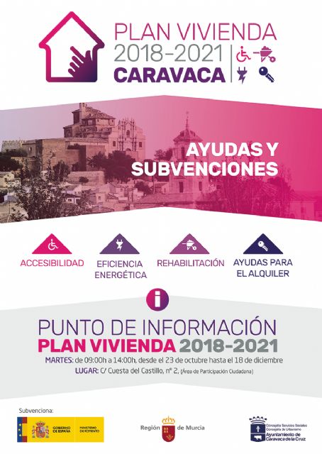 El Ayuntamiento de Caravaca habilita un punto de información sobre las ayudas del Plan de Vivienda 2018-2021
