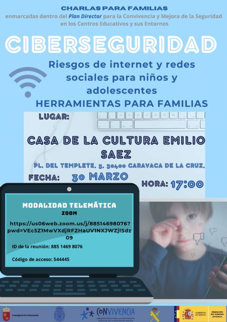 Una charla destinada a madres y padres abordará en Caravaca los riesgos internet y las redes sociales para los menores