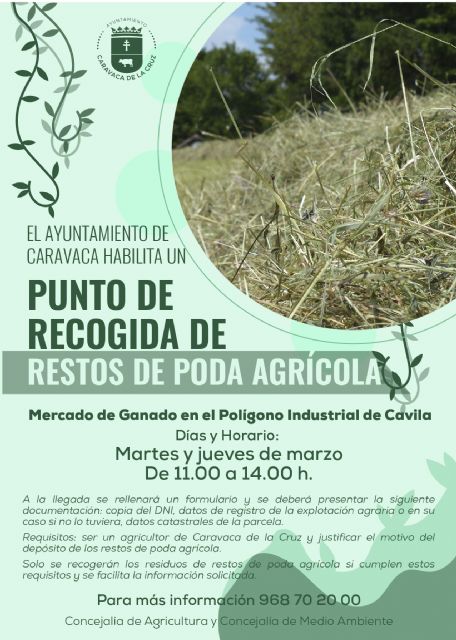 El Ayuntamiento de Caravaca habilita por segundo año un punto de recogida de restos de poda agrícola