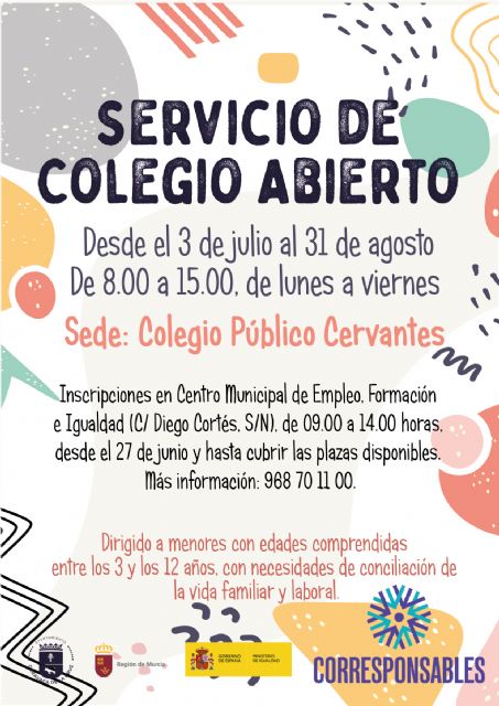 El Ayuntamiento de Caravaca facilita la conciliación de la vida familiar y laboral con nuevos servicios que cubren las vacaciones escolares
