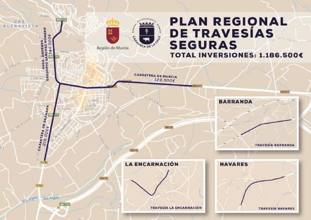 Una subvención superior al millón de euros permitirá al Ayuntamiento de Caravaca mejorar travesías del casco urbano y pedanías